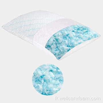 Oreiller en mousse à mémoire de granule de gel en tissu personnalisé